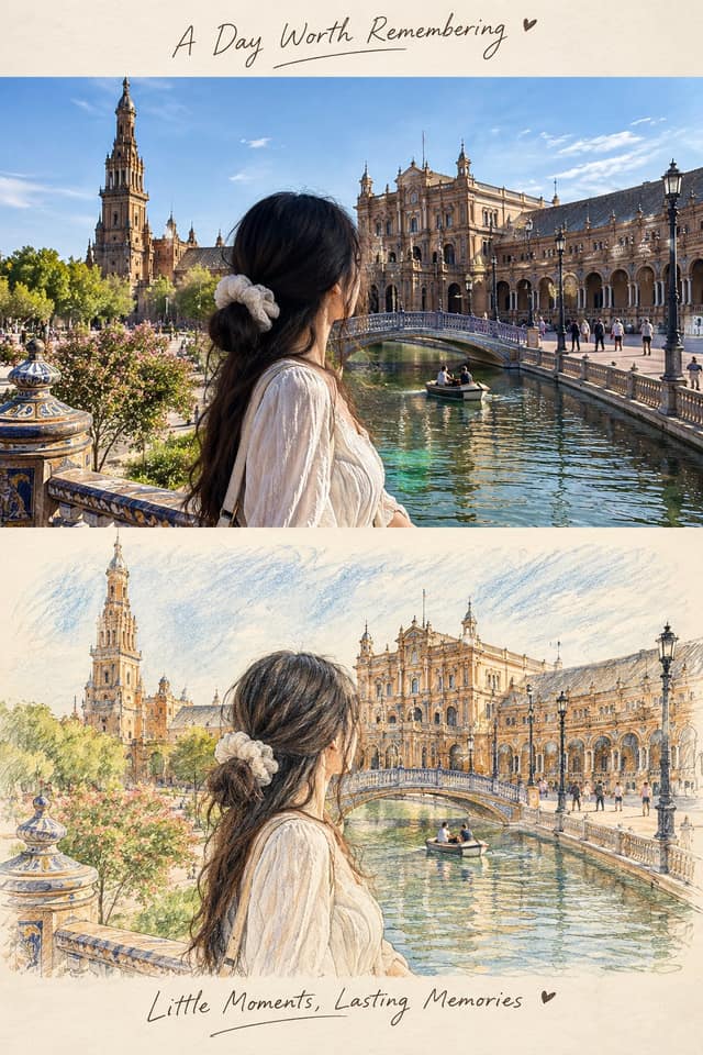 50/50实景手绘拼接·精致旅行日志海报