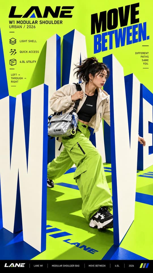 نمونهٔ 巨型文字物理互动创意海报设计｜编辑级商业视觉提示词