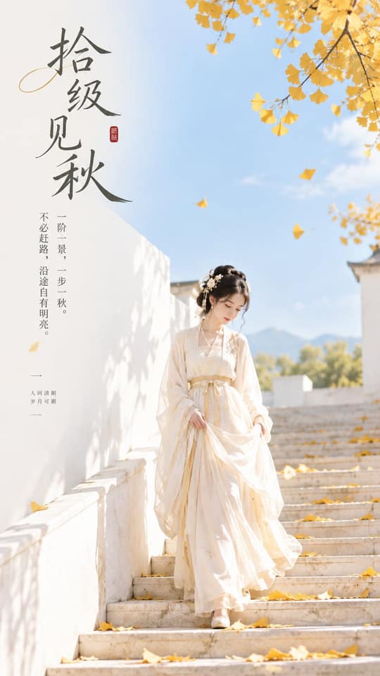 نمونهٔ 东方禅意极简·秋日明媚古风女性封面海报