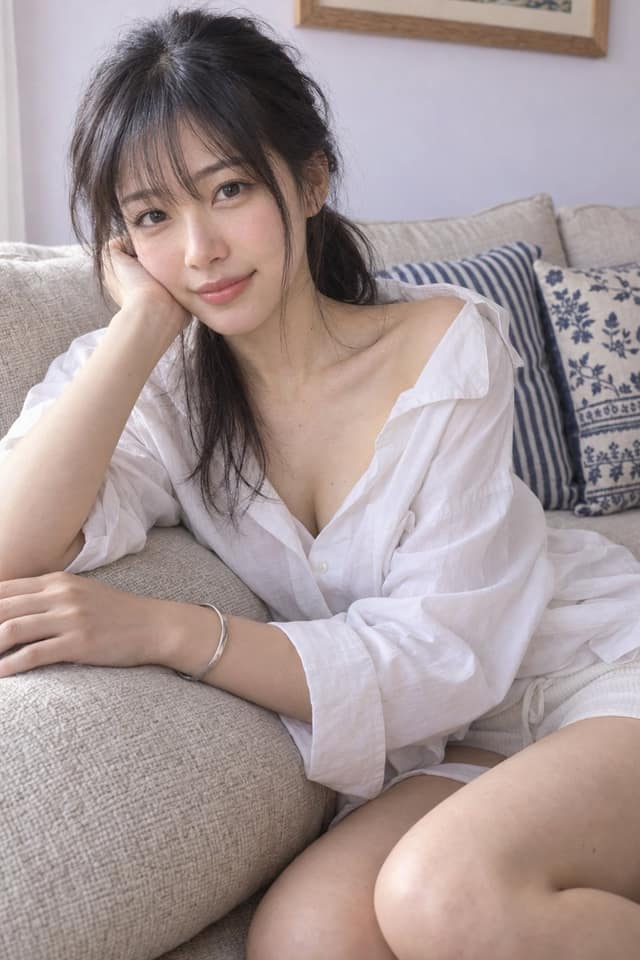 نمونهٔ 居家写实风东亚女性室内人像摄影提示词