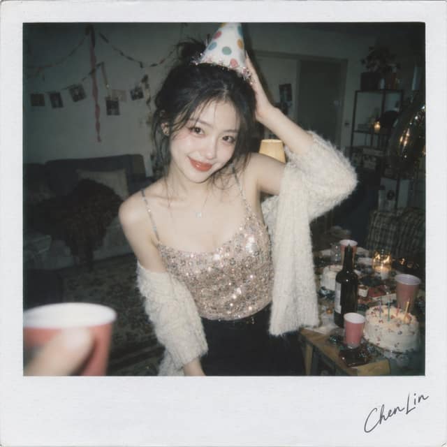 نمونهٔ 韩系女性生日派对拍立得抓拍人像