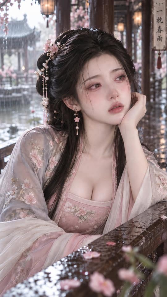 نمونهٔ 古风回廊闺阁贵女夕棠微醺美妆照