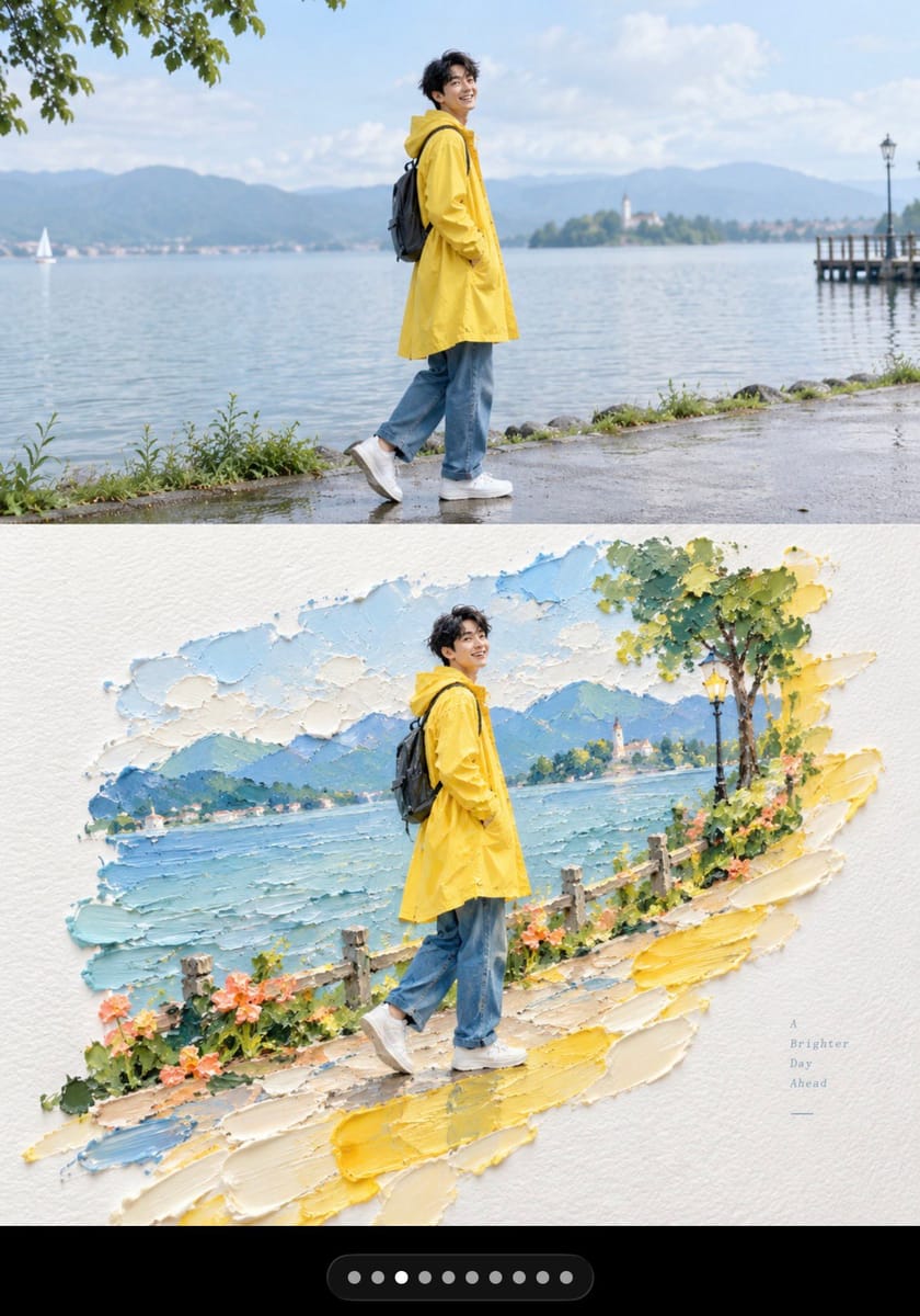 竖版双拼原图转三维厚涂微景观治愈插画
