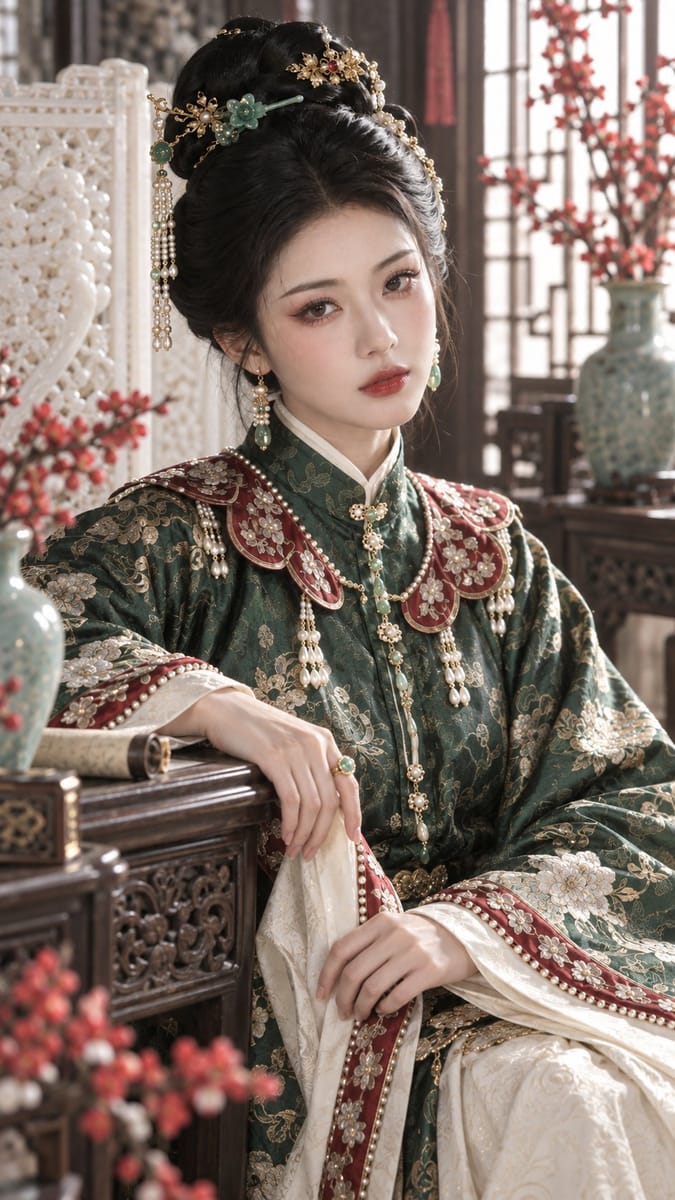 古风翡翠胭脂贵女妆|高对比东方美人写真