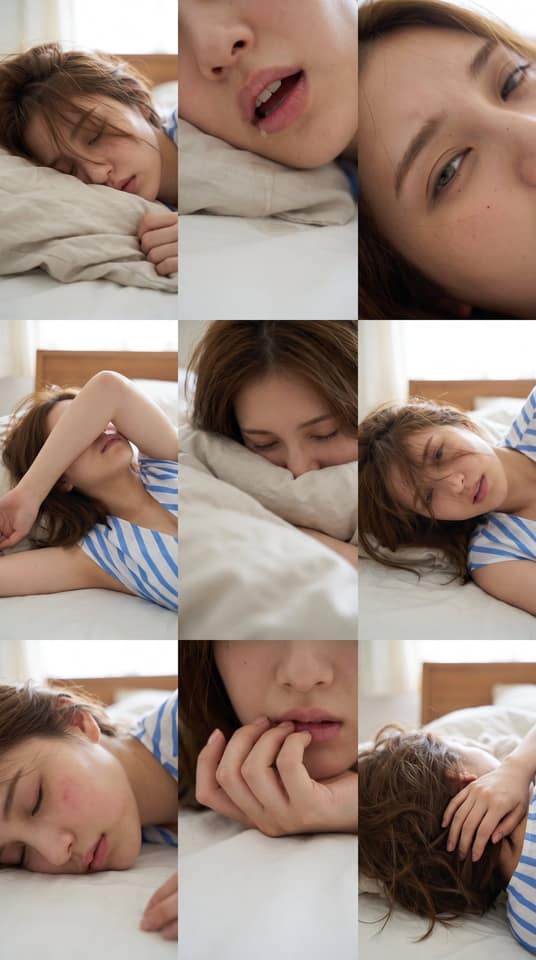 نمونهٔ 清晨闺房搞怪睡姿意外抓拍特写