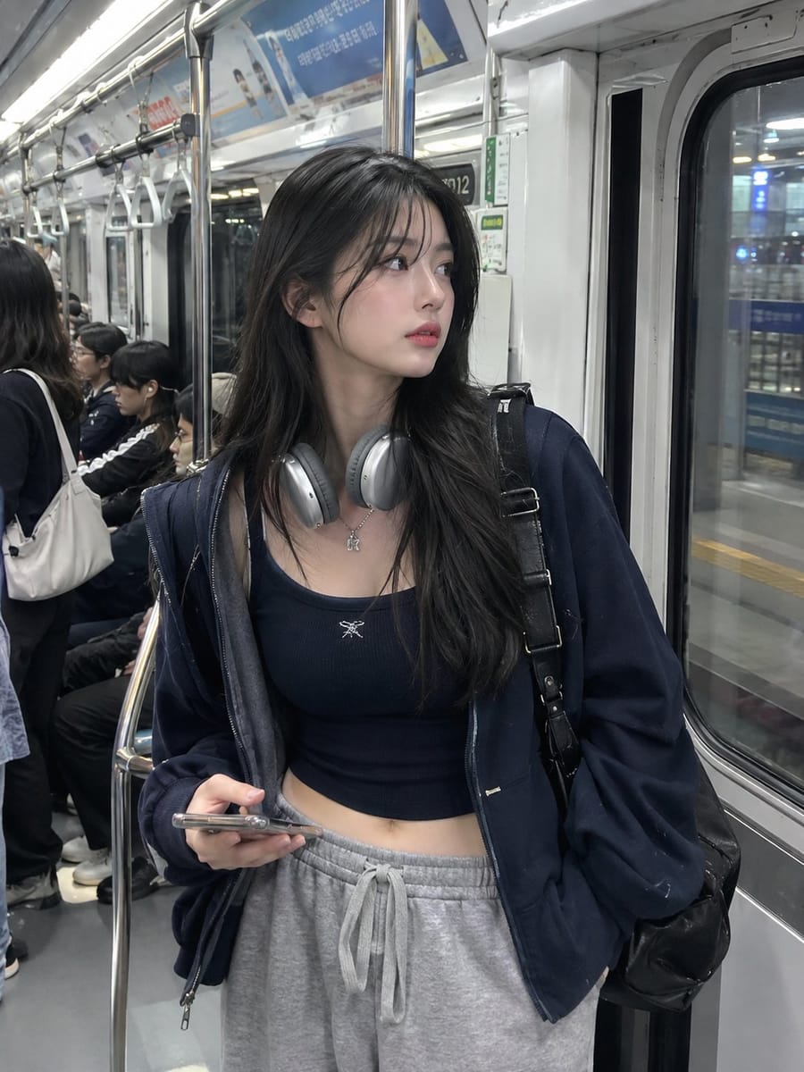 首尔地铁街头风女性纪实摄影|真实抓拍氛围感