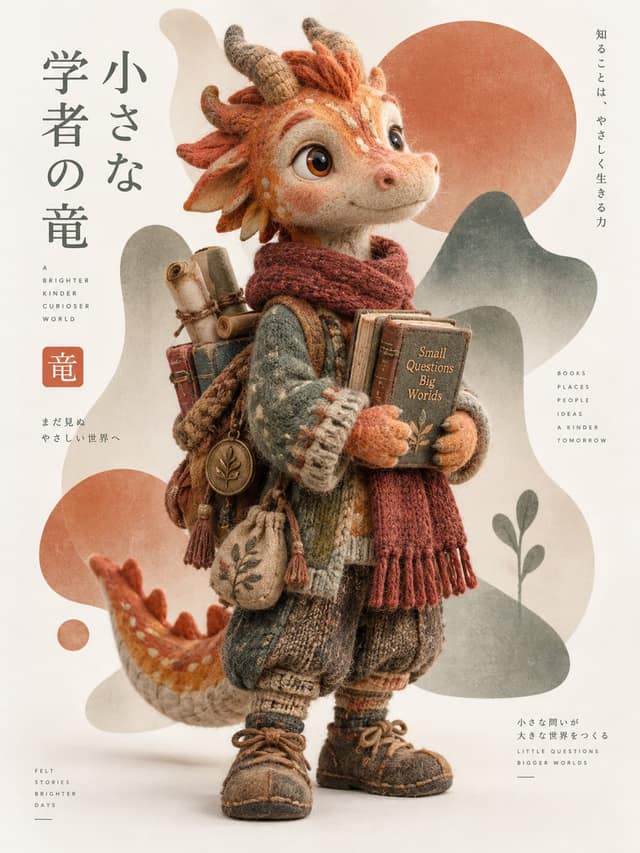 نمونهٔ 手工纤维玩偶风3D角色设计提示词