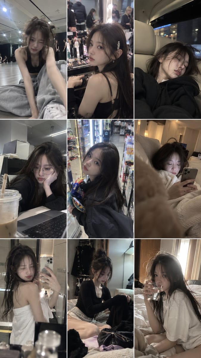 KPOP女团成员九宫格手机废片感写真|真实生活碎片人像