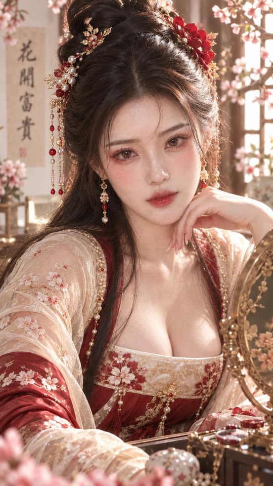 نمونهٔ 古风贵女绛樱流金美妆特写