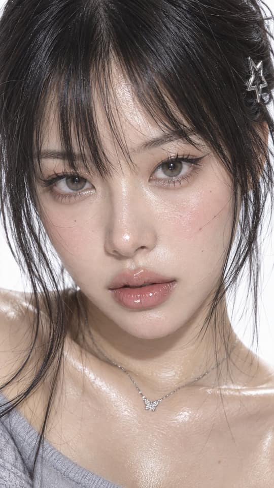 نمونهٔ Y2K日系杂志风清冷感美妆特写提示词