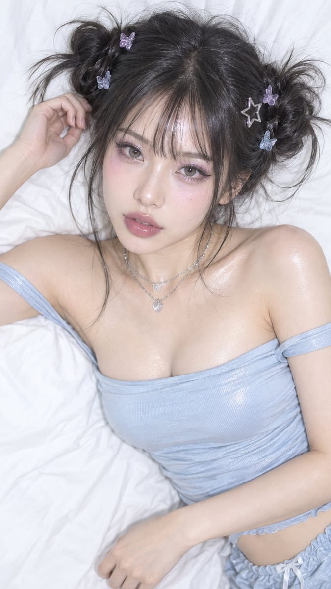 千禧Y2K日杂风亚裔女性时尚写真提示词