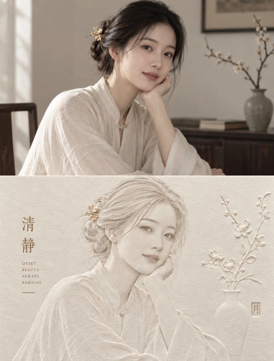 真实影像×东方纸雕压印双拼海报