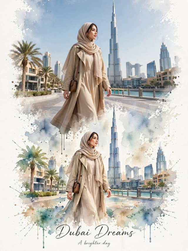 نمونهٔ 高级环球旅行水彩视觉海报｜奢华旅行艺术