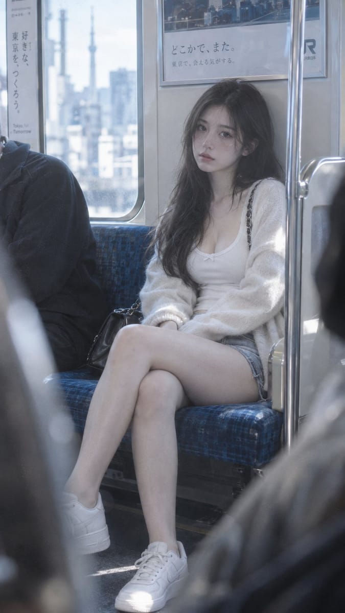 台湾风女性网红东京地铁日系写真提示词