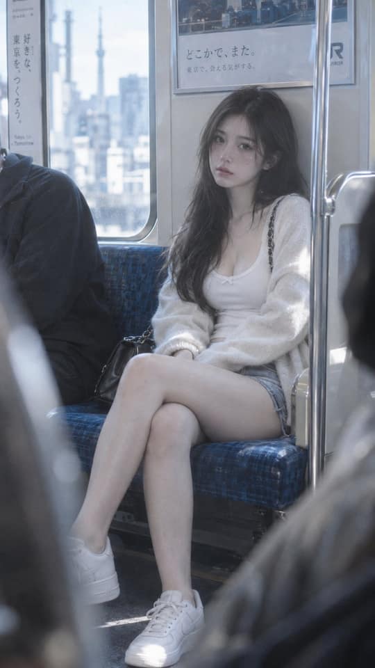 نمونهٔ 台湾风女性网红东京地铁日系写真提示词