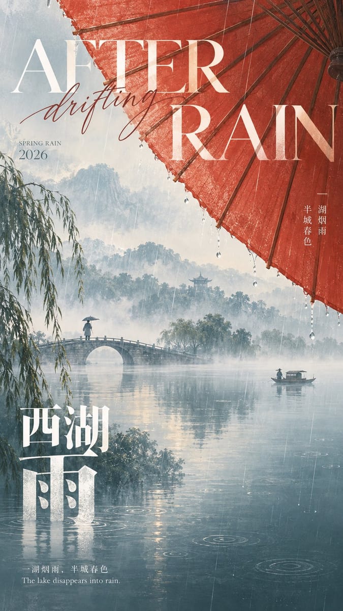 现代东方诗意画报设计提示词|Editorial海报生成