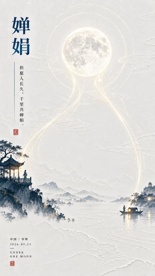 نمونهٔ 东方诗意月影流光留白海报设计