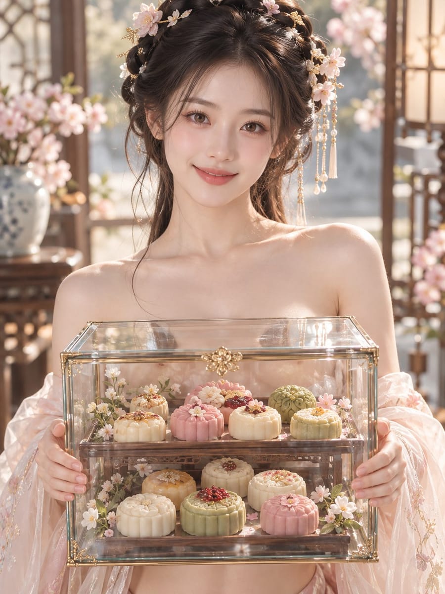 古风少女手持透明玻璃盒人像宣传照