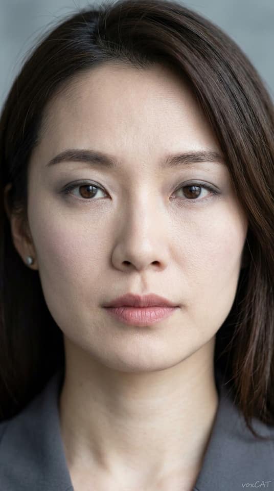 نمونهٔ 超写实东亚女性贴脸特写人像摄影提示词