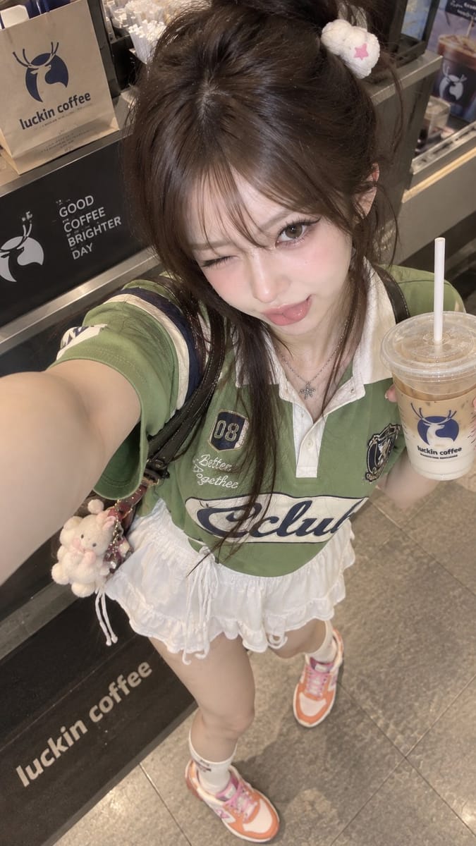 Sporty Doll运动少女写真|草绿橄榄球Polo撞色穿搭