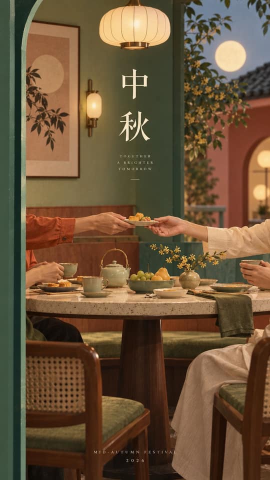 نمونهٔ 中秋节现代东方高级感海报生成指令｜9张独立竖版美学