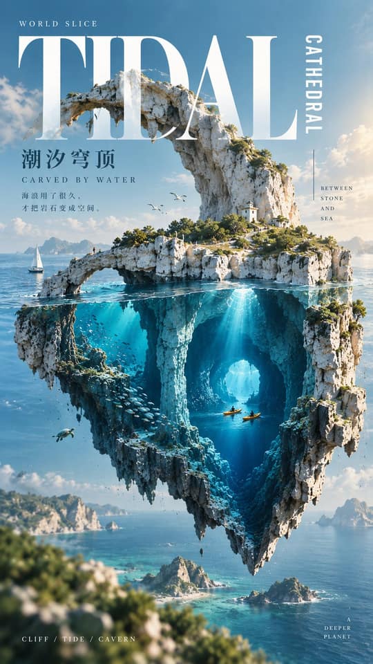 نمونهٔ 世界切片：高端自然社论海报生成提示词