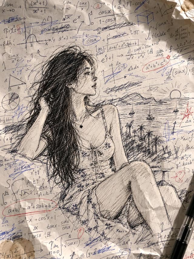 نمونهٔ 随性简笔涂鸦：草稿纸上的凌乱人物插画