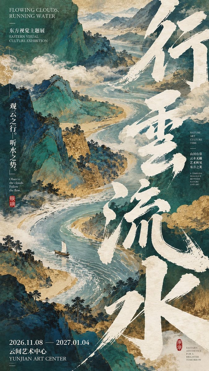 东方当代文化海报设计提示词|一题四解·四种风格