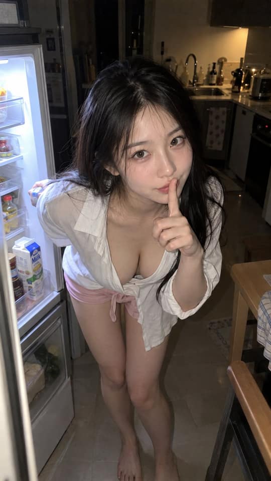 نمونهٔ 深夜厨房CCD直闪少女抓拍｜生活感iPhone人像提示词