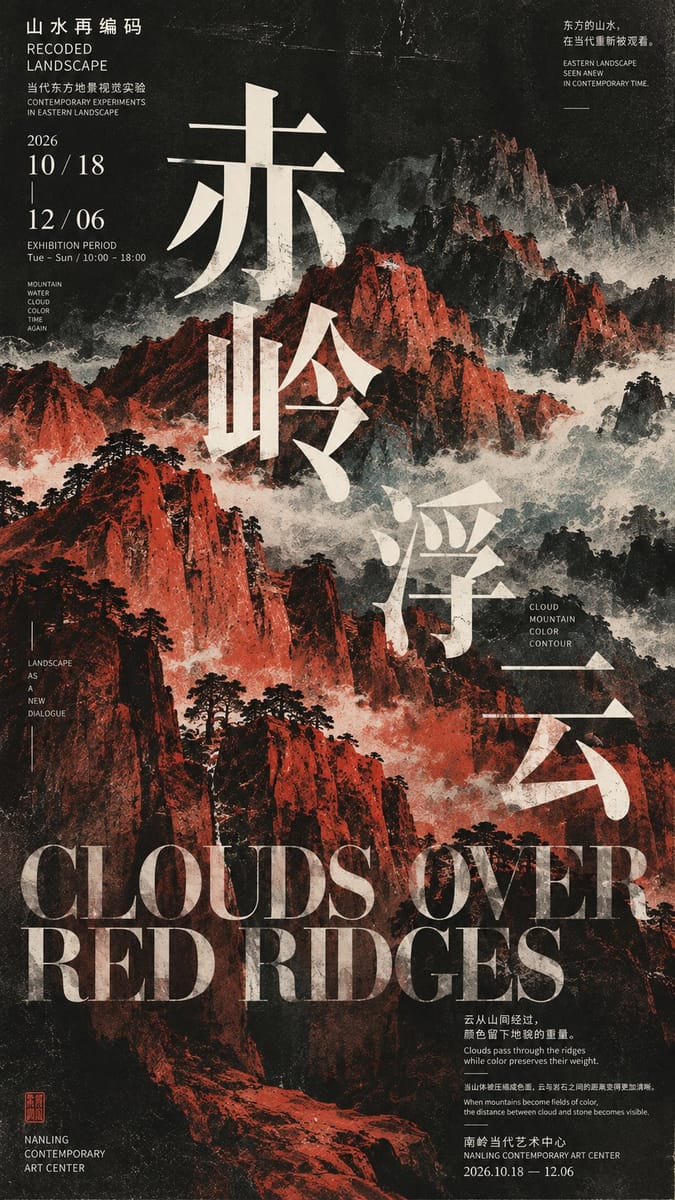 当代东方山水艺术海报设计|大胆配色+文字融合