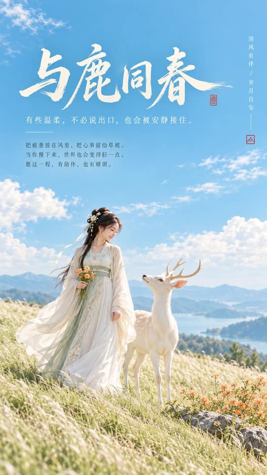 نمونهٔ 东方禅意白鹿女子治愈封面