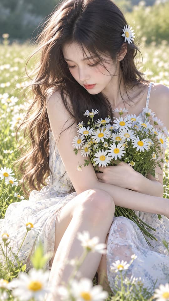 春日雏菊少女超写实人像摄影提示词
