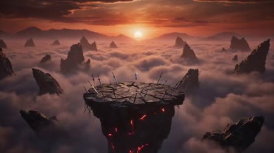 剑圣VS刀魔：云巅终极对决！东方玄幻史诗级战斗场景