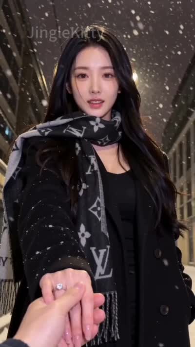 نمونهٔ 冬日雪夜电影感镜头：复古港风浪漫街景