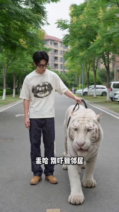 猛虎被泰迪吓坏！爆笑反差瞬间生成器