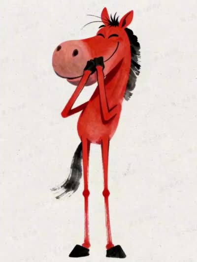 漫画风奔马迎新动画 - 马到成功新年动态序列